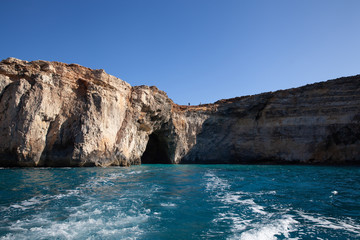Fototapeta na wymiar Crystal Lagoon cave, Comino, Malta