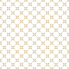 Naklejka premium Golden abstract geometric ornament in Arabian style. Luxury vector seamless pattern. Simple floral background. Elegant white and gold graphic texture with round grid, repeat tiles. Premium design