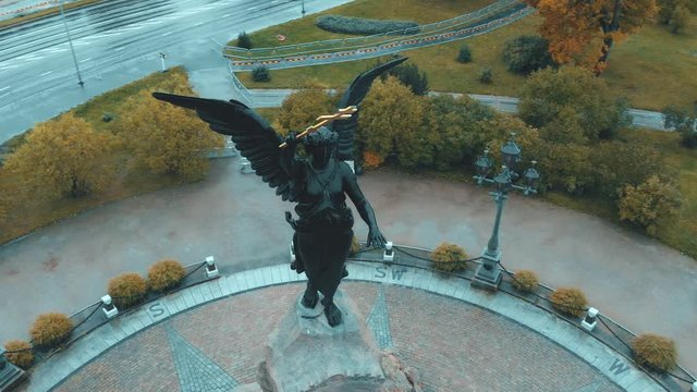Drone footage of the statue