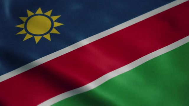 Flag of Namibia, slow motion waving. Looping animation. Ideal for sport events, led screen, international competitions, motion graphics etc