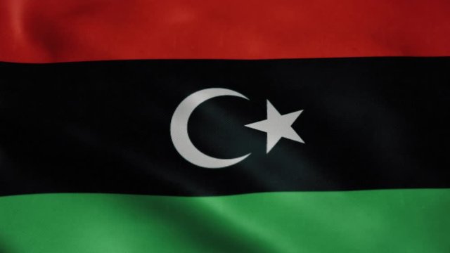 Flag of Libya, slow motion waving. Looping animation. Ideal for sport events, led screen, international competitions, motion graphics etc