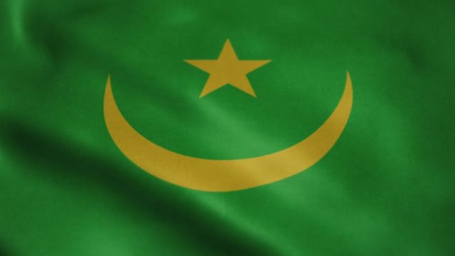 Flag of Mauritania, slow motion waving. Looping animation. Ideal for sport events, led screen, international competitions, motion graphics etc