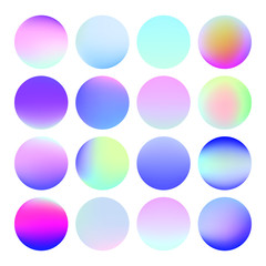 Set of vibrant gradient spheres or circles on white background. 