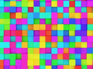 Colorful spectrum rainbow cubes geometrical background texture flat lay view from above
