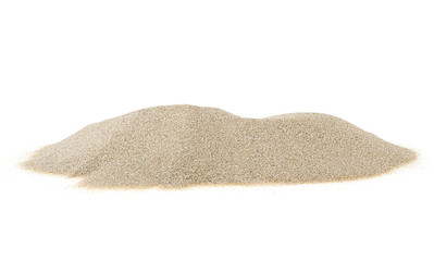 Fototapeta na wymiar Heap of desert sand isolated on a white background. Sand dune.