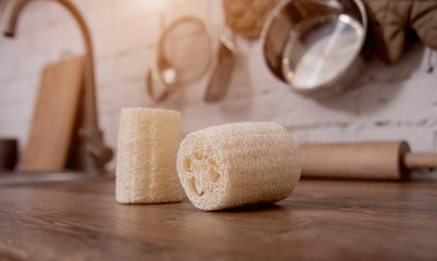 Bamboo natural eco washcloths. Zero waste. Background