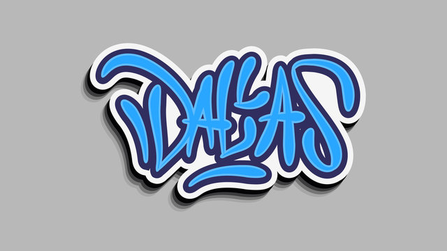 Dallas Texas Usa Hand Lettering Sticker Design.