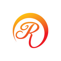 red color circle letter r logo design