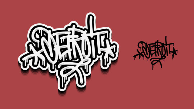Detroit Michigan Usa Hand Lettering Graffiti Tag Style Sticker Design.