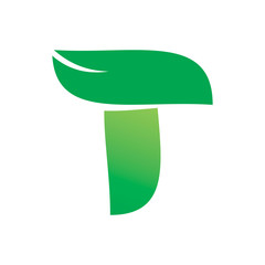 letter t nature leaf green logo design
