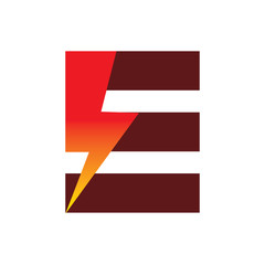 red letter e lightning electric logo design