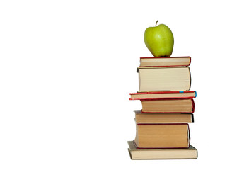 Stack of books isolated on a white background, back to school education concept.