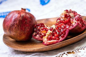 ripe open natural pomegranate fruit