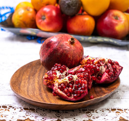 ripe open natural pomegranate fruit