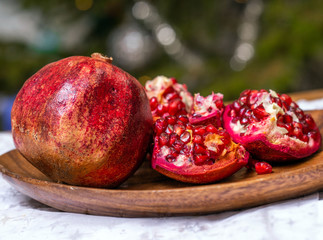 ripe open natural pomegranate fruit