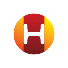 letter h color red circle logo design