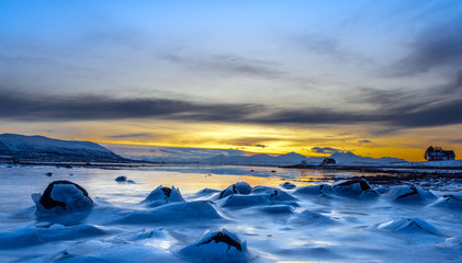 Coast of the Norwegian Sea.Winter. Tromso