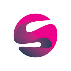 letter s pink red blue art 3d logo design