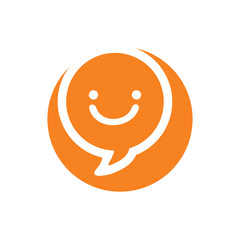 circle happy orange color chat logo design