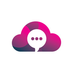 blue red pink color creative cloud chat logo design
