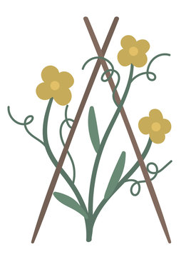 yellow flowers climbing wooden frame clip art preview