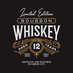 Whiskey Bourbon label logo emblem. Vintage vector illustration.