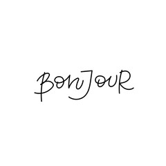 Bonjour calligraphy quote lettering © Lelene