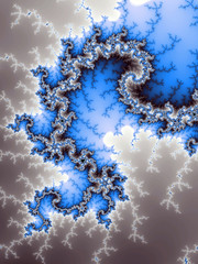 Blue fractal spiral, digital artwork for creative graphic design