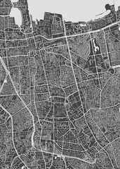 City map Jakarta, monochrome detailed plan, vector illustration