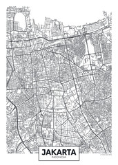 City map Jakarta, travel vector poster design