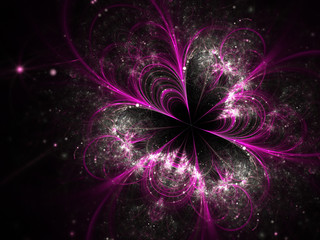 Dark pink fractal flower, digital artwork for creative graphic design