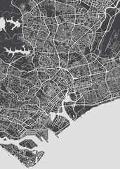 City map Singapore, monochrome detailed plan, vector illustration