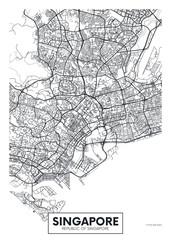 Fototapeta na wymiar City map Singapore, travel vector poster design