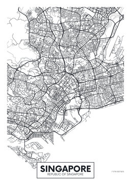 City map Singapore, travel vector poster design
