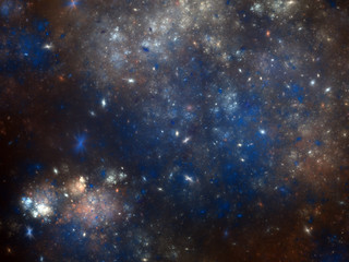 Obraz na płótnie Canvas Dark fractal sky with stars, digital artwork for creative graphic design