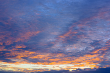 Beautiful sunset sky with clouds