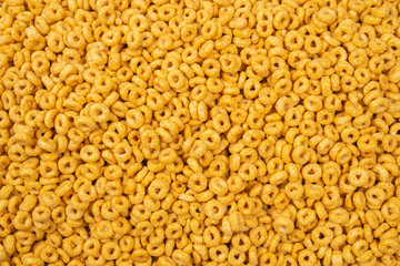 Corn-flakes background and texture. Top view.