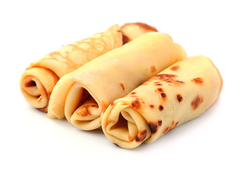 Delicious pancakes rolled