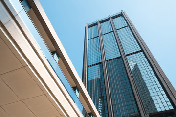   real estate exterior, modern office building skyscraper