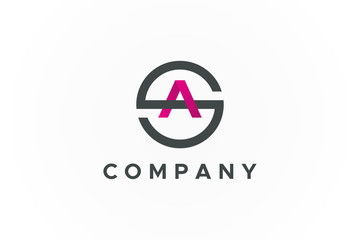 Circular Initial Letter S and A Logo. Flat Vector Logo Design Template Element
