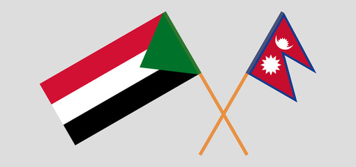 Crossed flags of Sudan and Nepal