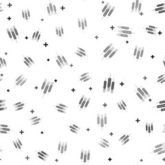 Black Cereals icon set with rice, wheat, corn, oats, rye, barley icon isolated seamless pattern on white background. Ears of wheat bread symbols. Agriculture wheat symbol. Vector Illustration