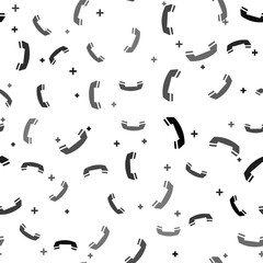 Black Telephone handset icon isolated seamless pattern on white background. Phone sign. Call support center symbol. Communication technology. Vector Illustration