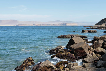 Beautiful view from the shore of the beach mine in Paracas, is an important tourist center. Ica-Peru
