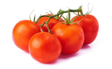 Fresh raw tomatoes isolated on white background