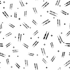 Black Classic Medical thermometer and digital thermometer for medical examination icon isolated seamless pattern on white background. Vector Illustration