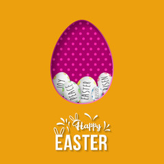 Happy easter image vector. Modern happy Easter background with colorful eggs, bunny, rubbit, and spring flower. Template Easter greeting card, vector.