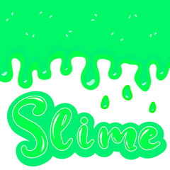 Slime text. Slimy colourful glossy dripping stains vector illustration. children's creativity art. Calligraphy lettered word.