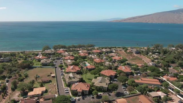 Kai Makani Aoao overlooking the beautiful Pacific Ocean, aerial view