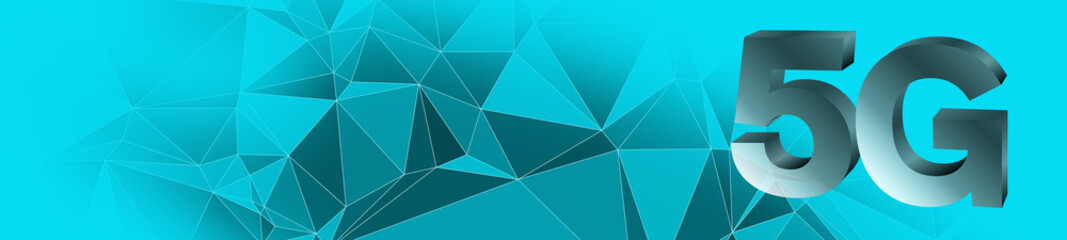 Banner connected triangles gradient 5G wireless copy-space, random connections illustration shapes